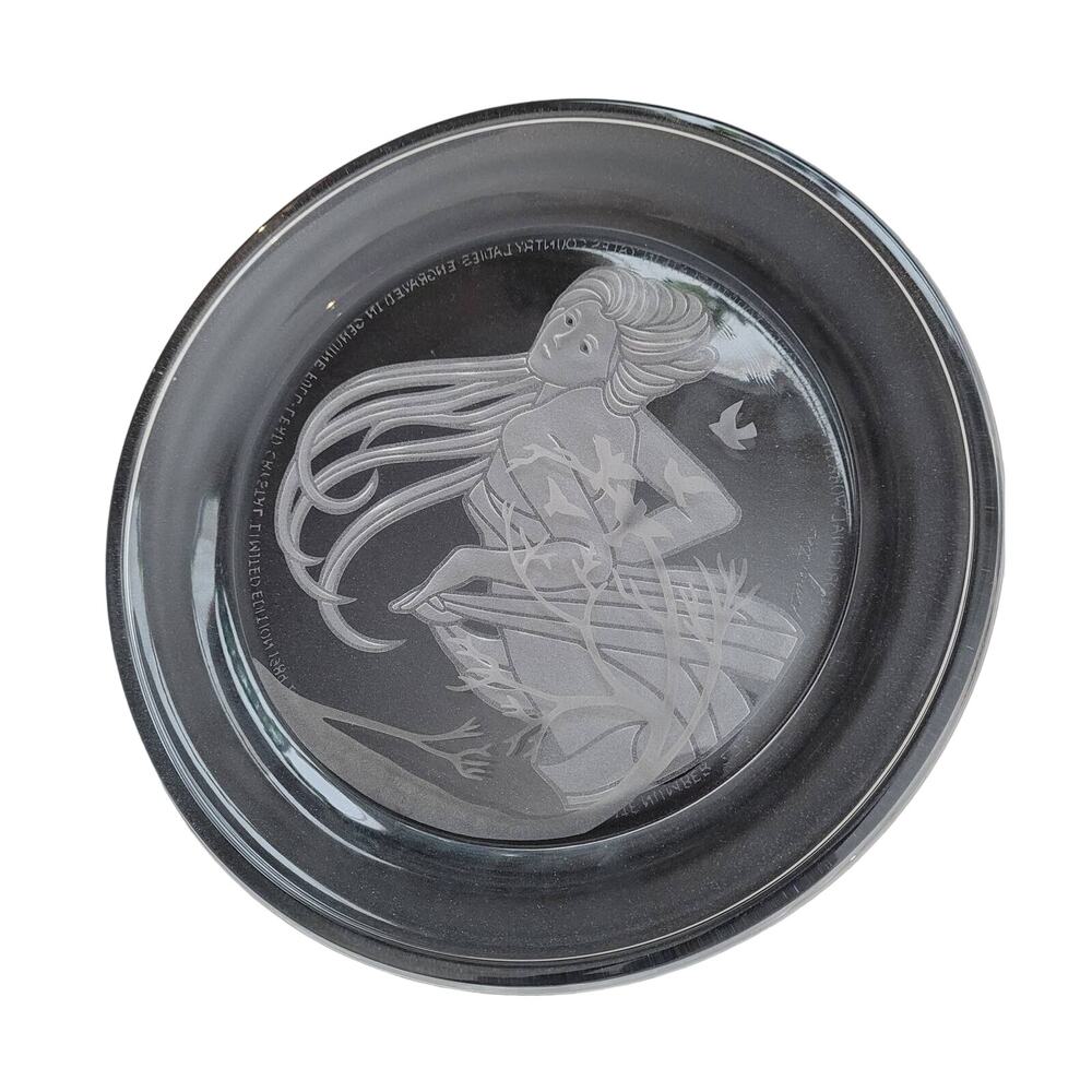 Morganstown Michael Yates full lead hand carved crystal plate, "Laurel"